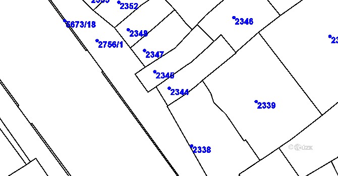 Parcela st. 2344 v KÚ Velké Meziříčí, Katastrální mapa