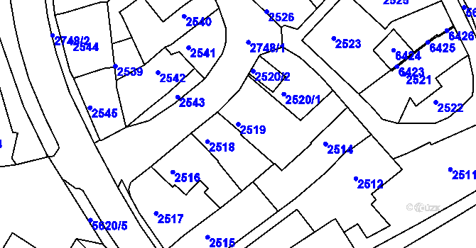 Parcela st. 2519 v KÚ Velké Meziříčí, Katastrální mapa