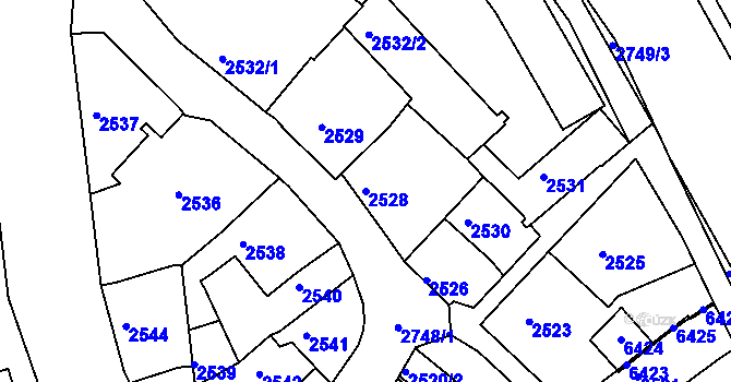 Parcela st. 2528 v KÚ Velké Meziříčí, Katastrální mapa