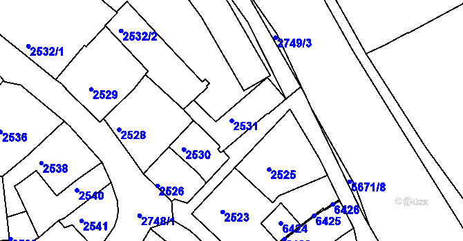 Parcela st. 2531 v KÚ Velké Meziříčí, Katastrální mapa