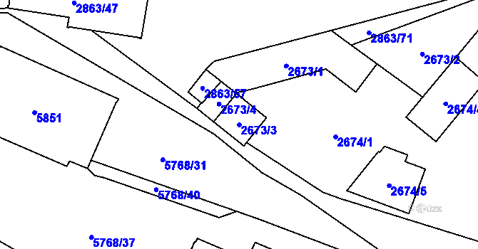 Parcela st. 2673/3 v KÚ Velké Meziříčí, Katastrální mapa