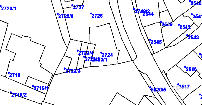Parcela st. 2724 v KÚ Velké Meziříčí, Katastrální mapa