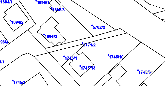 Parcela st. 2771/2 v KÚ Velké Meziříčí, Katastrální mapa