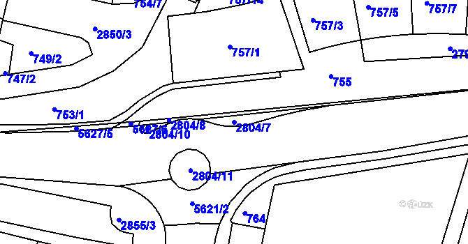 Parcela st. 2804/7 v KÚ Velké Meziříčí, Katastrální mapa