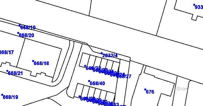 Parcela st. 2832/4 v KÚ Velké Meziříčí, Katastrální mapa