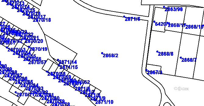 Parcela st. 2868/2 v KÚ Velké Meziříčí, Katastrální mapa
