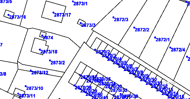 Parcela st. 2870/2 v KÚ Velké Meziříčí, Katastrální mapa