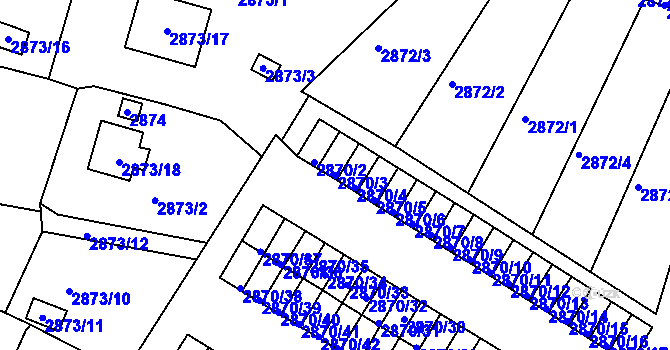 Parcela st. 2870/3 v KÚ Velké Meziříčí, Katastrální mapa