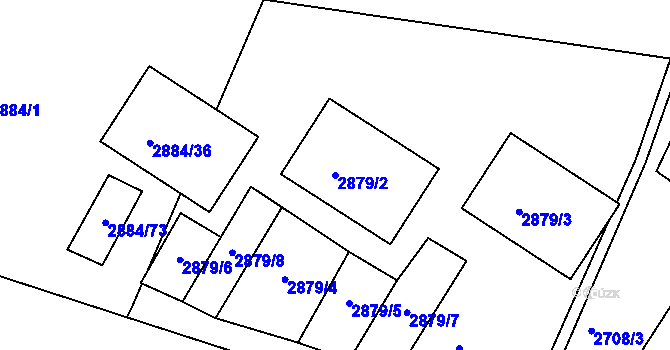 Parcela st. 2879/2 v KÚ Velké Meziříčí, Katastrální mapa