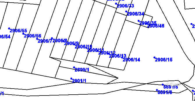 Parcela st. 2906/12 v KÚ Velké Meziříčí, Katastrální mapa