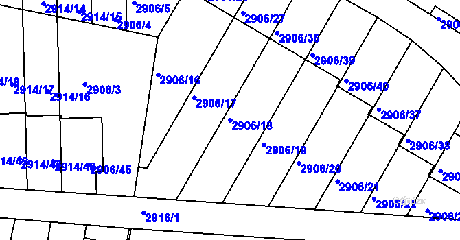 Parcela st. 2906/18 v KÚ Velké Meziříčí, Katastrální mapa