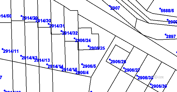 Parcela st. 2906/25 v KÚ Velké Meziříčí, Katastrální mapa