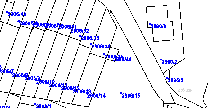 Parcela st. 2906/35 v KÚ Velké Meziříčí, Katastrální mapa
