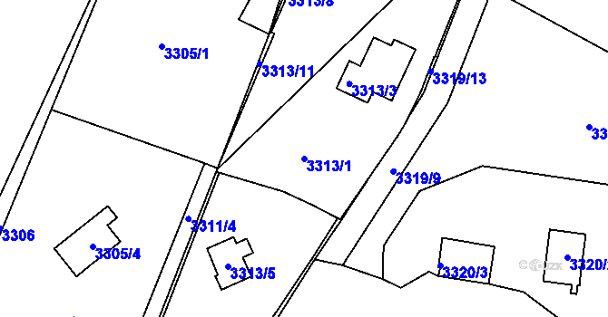 Parcela st. 3313/1 v KÚ Velké Meziříčí, Katastrální mapa