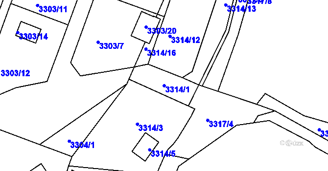 Parcela st. 3314/1 v KÚ Velké Meziříčí, Katastrální mapa