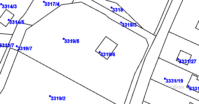 Parcela st. 3319/6 v KÚ Velké Meziříčí, Katastrální mapa