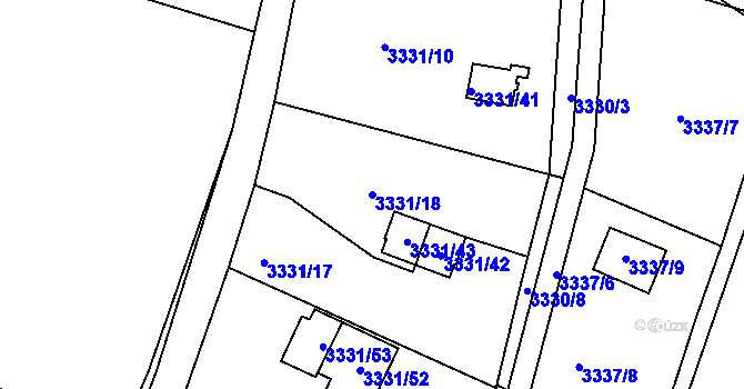 Parcela st. 3331/18 v KÚ Velké Meziříčí, Katastrální mapa
