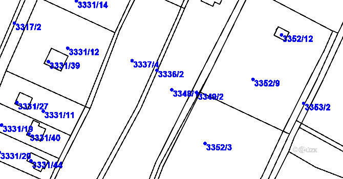 Parcela st. 3348/1 v KÚ Velké Meziříčí, Katastrální mapa