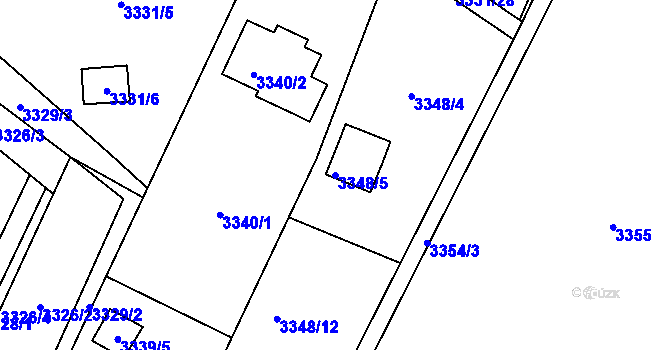 Parcela st. 3348/5 v KÚ Velké Meziříčí, Katastrální mapa