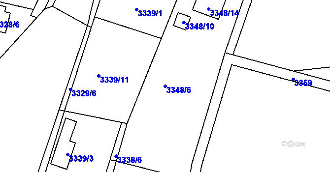 Parcela st. 3348/6 v KÚ Velké Meziříčí, Katastrální mapa