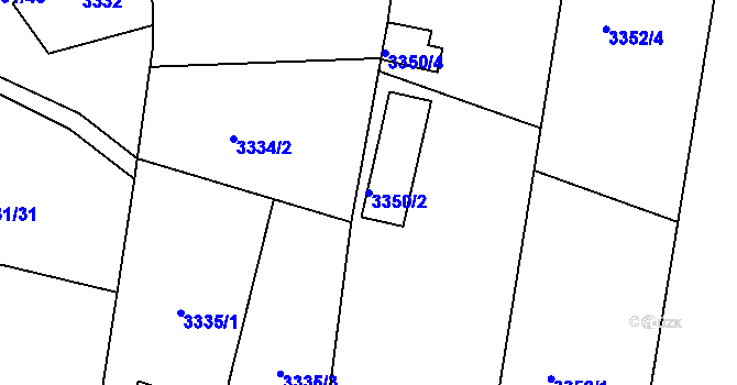 Parcela st. 3350/2 v KÚ Velké Meziříčí, Katastrální mapa