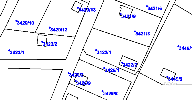 Parcela st. 3422/1 v KÚ Velké Meziříčí, Katastrální mapa