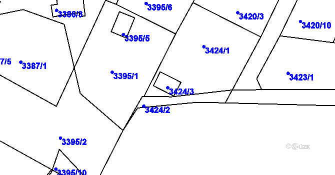Parcela st. 3424/3 v KÚ Velké Meziříčí, Katastrální mapa