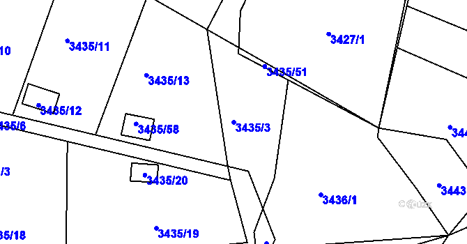 Parcela st. 3435/3 v KÚ Velké Meziříčí, Katastrální mapa