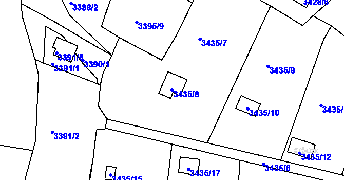Parcela st. 3435/8 v KÚ Velké Meziříčí, Katastrální mapa