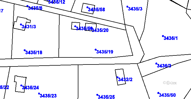 Parcela st. 3435/19 v KÚ Velké Meziříčí, Katastrální mapa