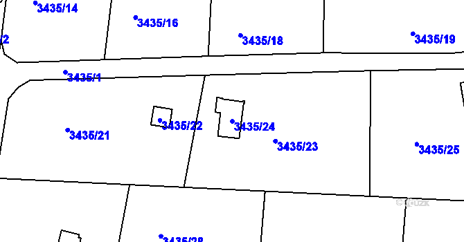 Parcela st. 3435/24 v KÚ Velké Meziříčí, Katastrální mapa