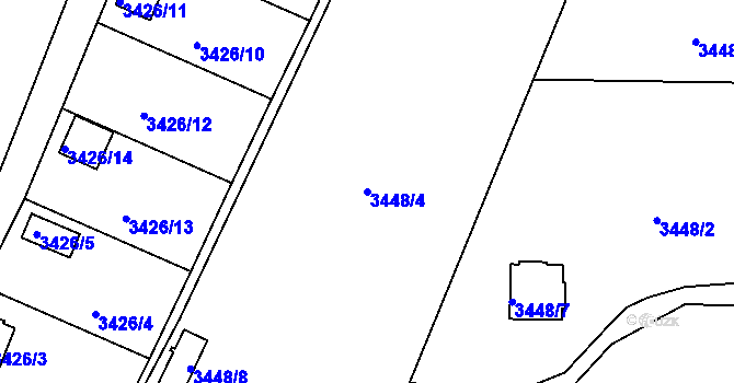 Parcela st. 3448/4 v KÚ Velké Meziříčí, Katastrální mapa