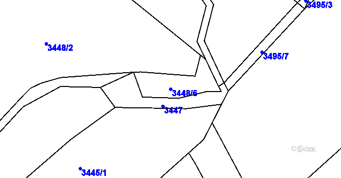 Parcela st. 3448/6 v KÚ Velké Meziříčí, Katastrální mapa
