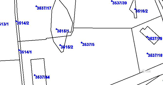 Parcela st. 3537/5 v KÚ Velké Meziříčí, Katastrální mapa