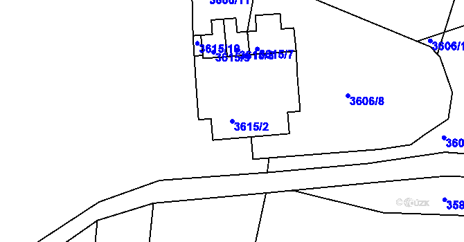 Parcela st. 3615/2 v KÚ Velké Meziříčí, Katastrální mapa