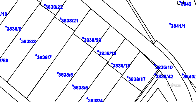 Parcela st. 3838/19 v KÚ Velké Meziříčí, Katastrální mapa
