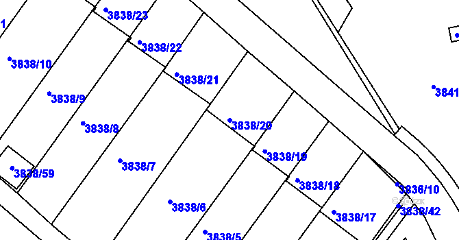 Parcela st. 3838/20 v KÚ Velké Meziříčí, Katastrální mapa