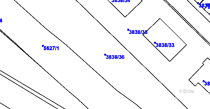 Parcela st. 3838/36 v KÚ Velké Meziříčí, Katastrální mapa