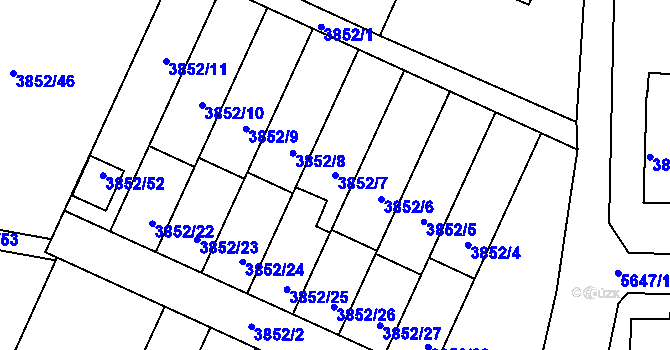 Parcela st. 3852/7 v KÚ Velké Meziříčí, Katastrální mapa