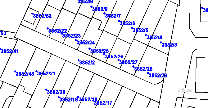 Parcela st. 3852/26 v KÚ Velké Meziříčí, Katastrální mapa