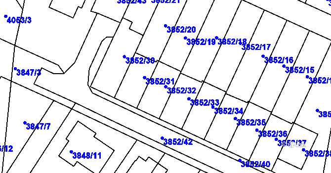Parcela st. 3852/32 v KÚ Velké Meziříčí, Katastrální mapa