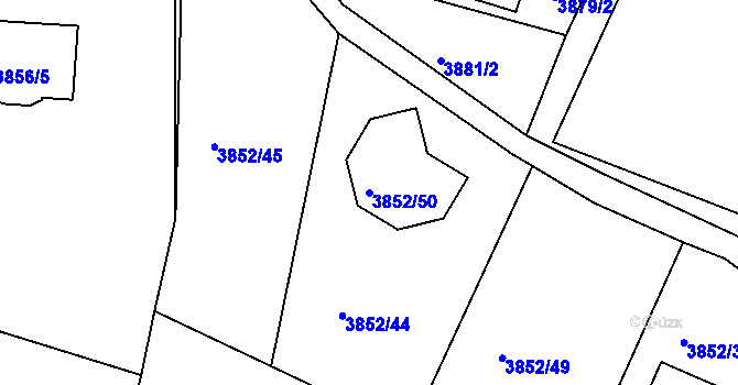 Parcela st. 3852/50 v KÚ Velké Meziříčí, Katastrální mapa