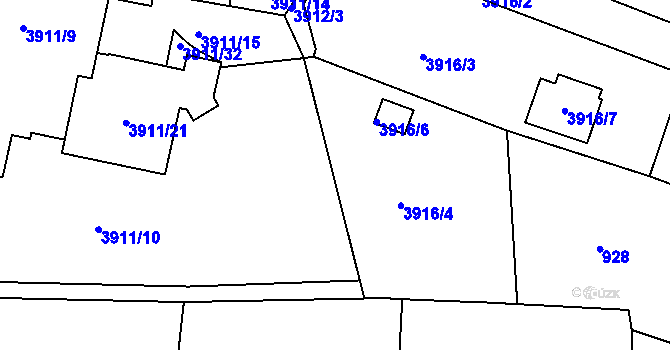 Parcela st. 3912/4 v KÚ Velké Meziříčí, Katastrální mapa