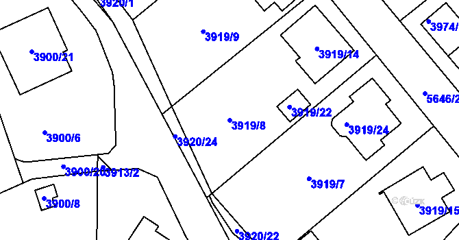 Parcela st. 3919/8 v KÚ Velké Meziříčí, Katastrální mapa