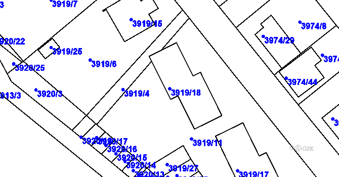 Parcela st. 3919/18 v KÚ Velké Meziříčí, Katastrální mapa