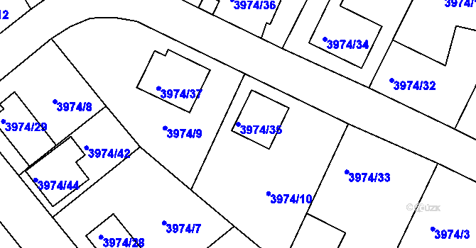 Parcela st. 3974/35 v KÚ Velké Meziříčí, Katastrální mapa