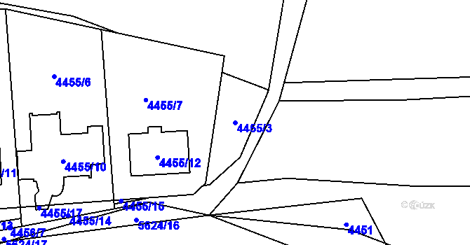 Parcela st. 4455/3 v KÚ Velké Meziříčí, Katastrální mapa