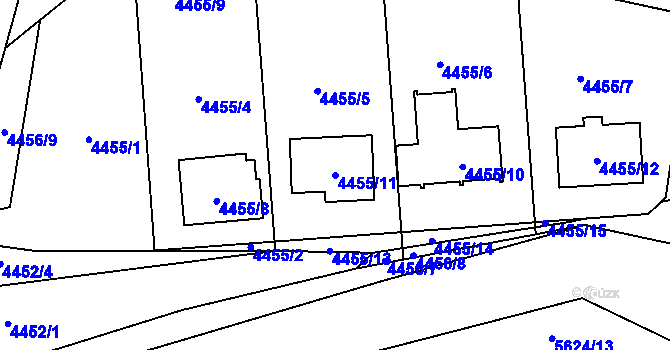 Parcela st. 4455/11 v KÚ Velké Meziříčí, Katastrální mapa