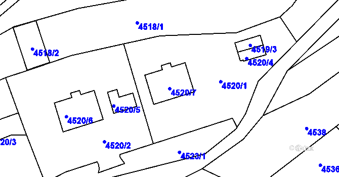 Parcela st. 4520/7 v KÚ Velké Meziříčí, Katastrální mapa