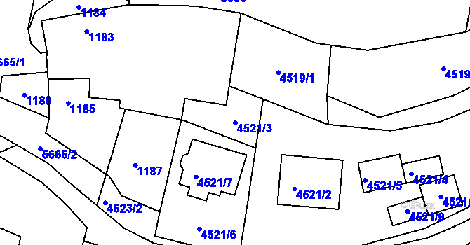 Parcela st. 4521/3 v KÚ Velké Meziříčí, Katastrální mapa